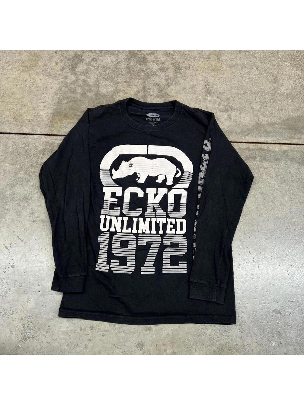 vintage ecko unltd rhino black spell out shirt size small